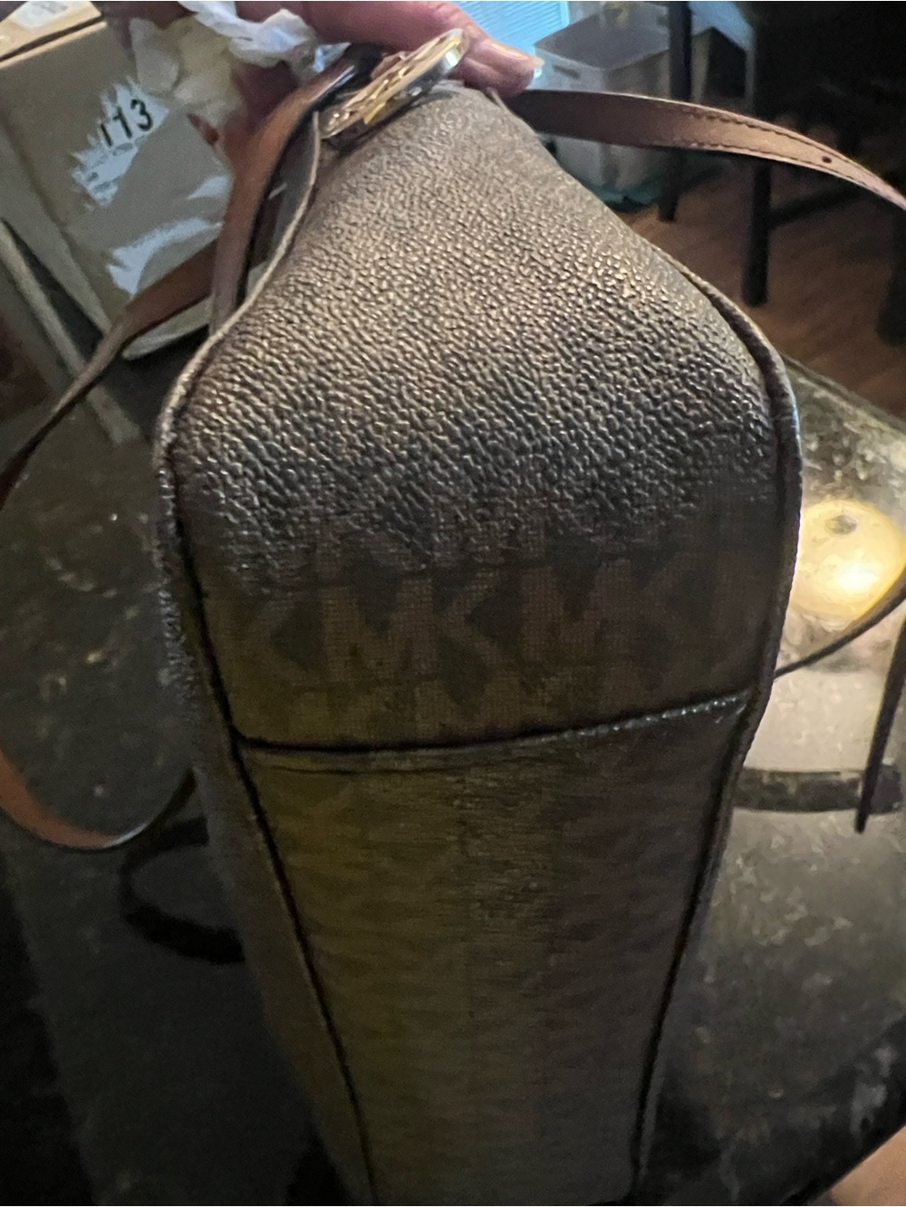 Michael Kors Gray Signature Monogram Messenger Bag - Picture 7 of 10